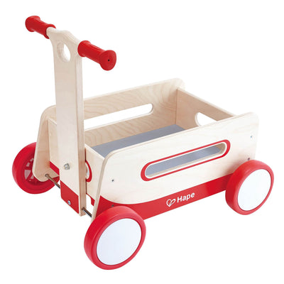 Hape Kids Classic Wooden Push and Pull Toddler Ride Red Wagon | E0375 (Open Box)