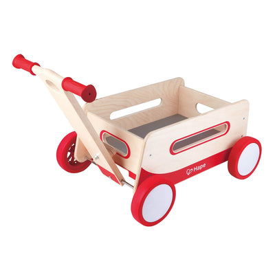 Hape Kids Classic Wooden Push and Pull Toddler Ride Red Wagon | E0375 (Open Box)