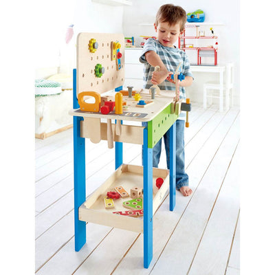 Hape Wooden Child Master Tool & Workbench Toy Pretend Play Builder Set, Kids 3+ (Refurbished)