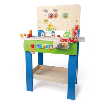 Hape Wooden Child Master Tool & Workbench Toy Pretend Play Builder Set, Kids 3+ (Refurbished)