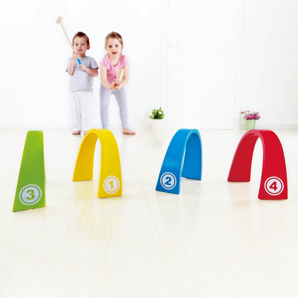 Hape Wooden Kids Outdoor Backyard Colorful Croquet Set for 2 Players (Open Box)