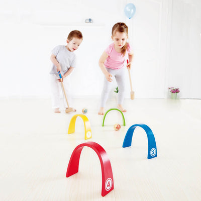 Hape Wooden Kids Outdoor Backyard Colorful Croquet Set for 2 Players (Open Box)