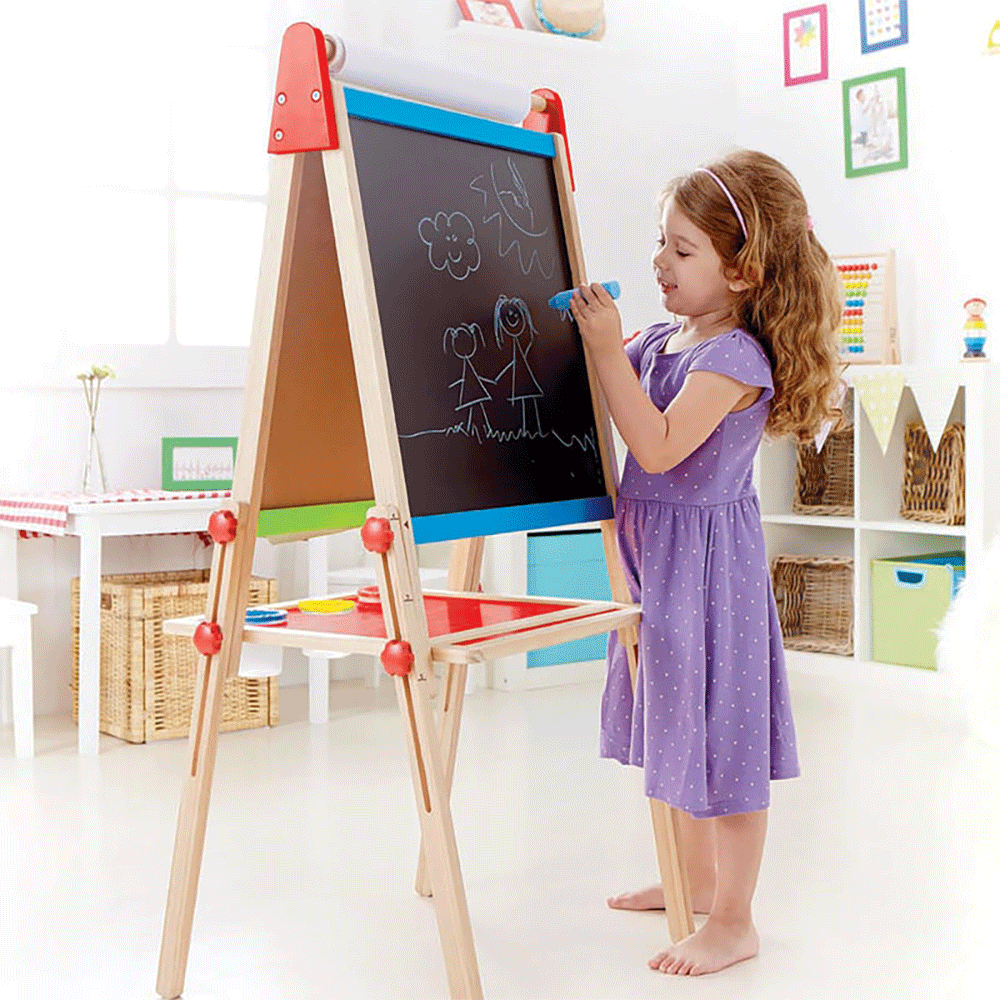 Hape Magnetic Kids Drawing Dry-Erase Chalk Art Board Artist Easel (Damaged)