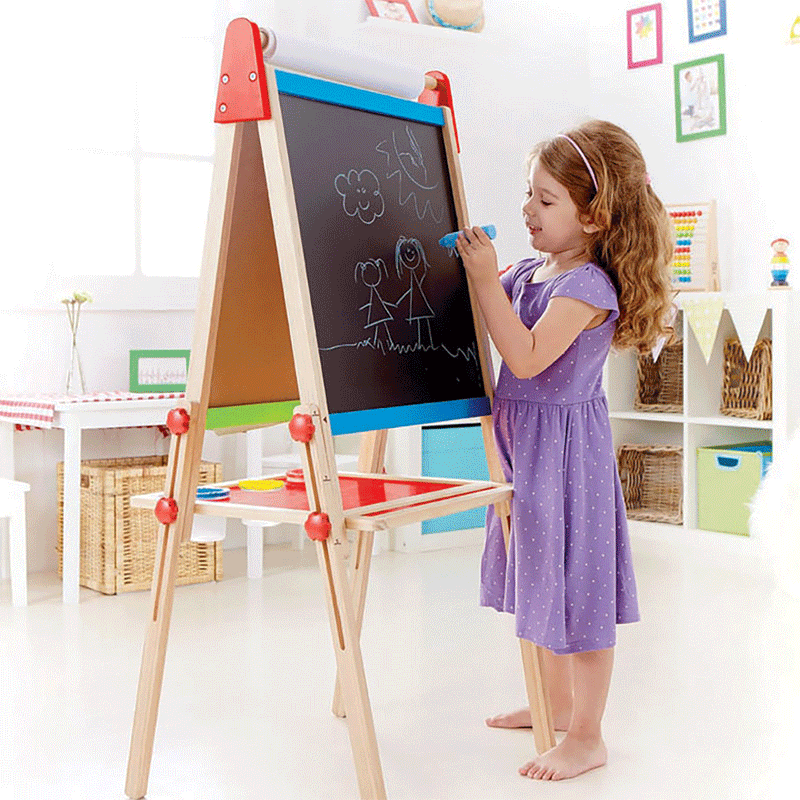 Hape Magnetic All in 1 Kids Drawing Dry Erase Chalk Board Wooden Artist Easel