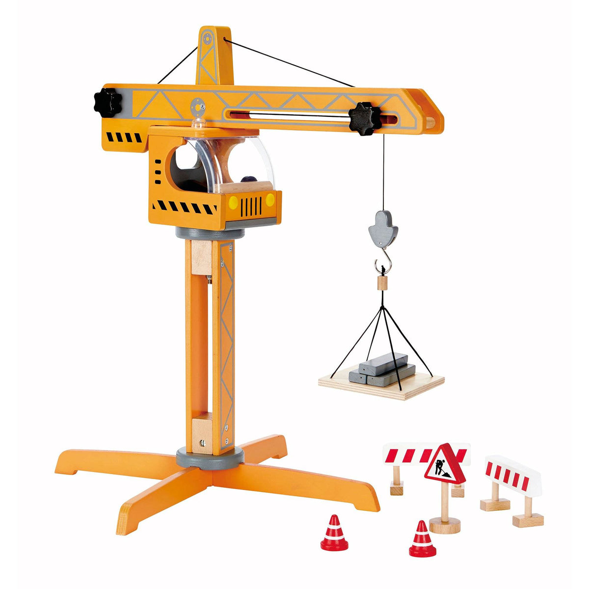 Hape Playscapes Toddler Kids Wooden Toy Construction Site Crane Lift Play Set (Refurbished)