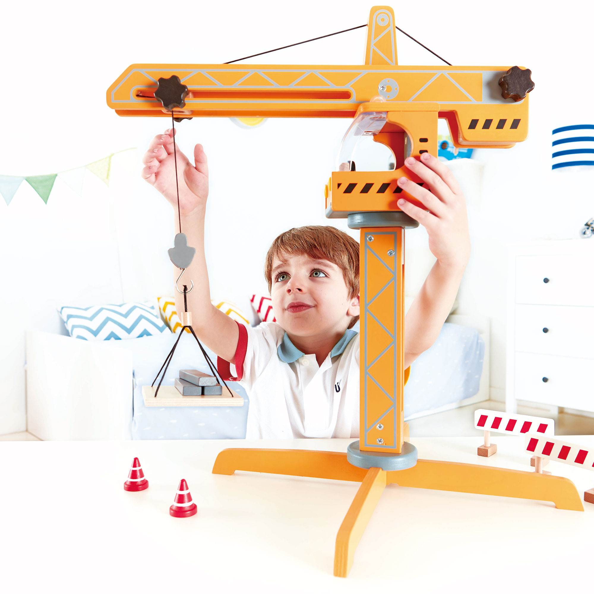Hape Playscapes Toddler Kids Wooden Toy Construction Site Crane Play Set (Used)