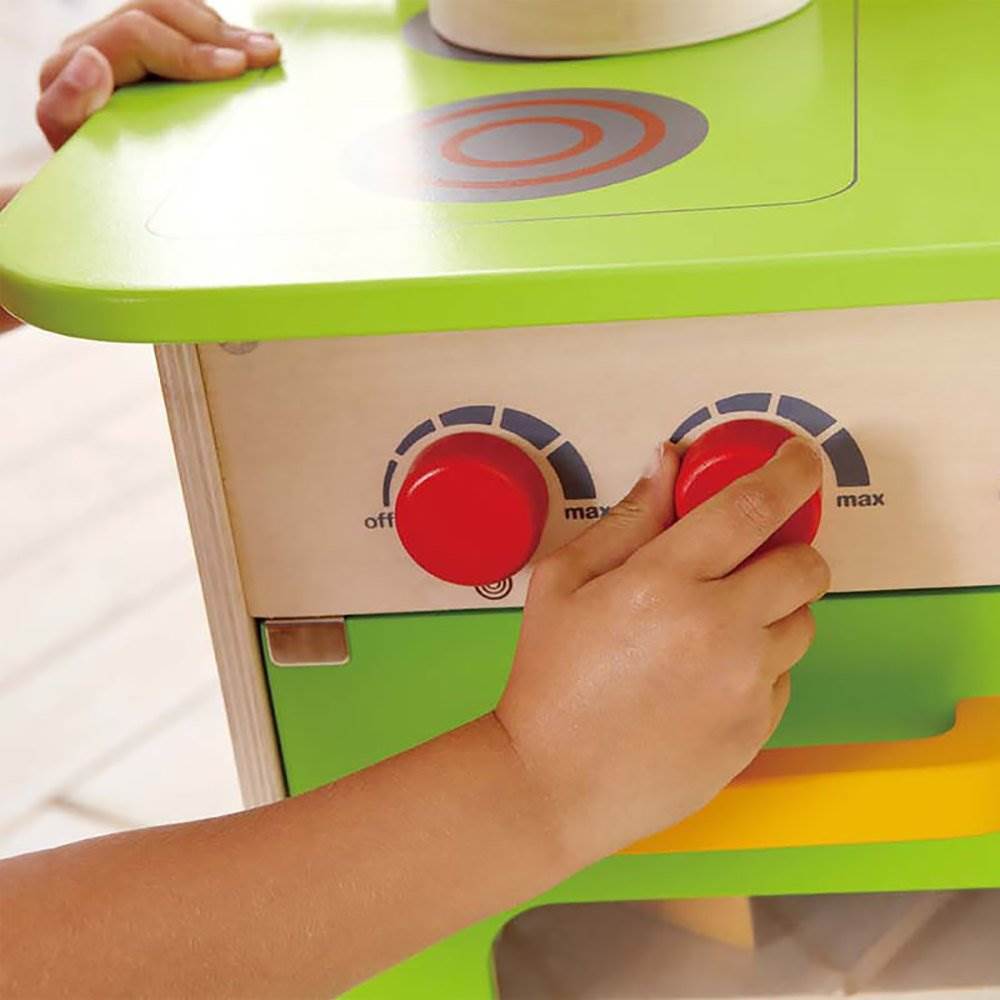 Hape Gourmet Kitchen Kids' Wooden Play Pretend Cooking Kitchen, Green (Open Box)