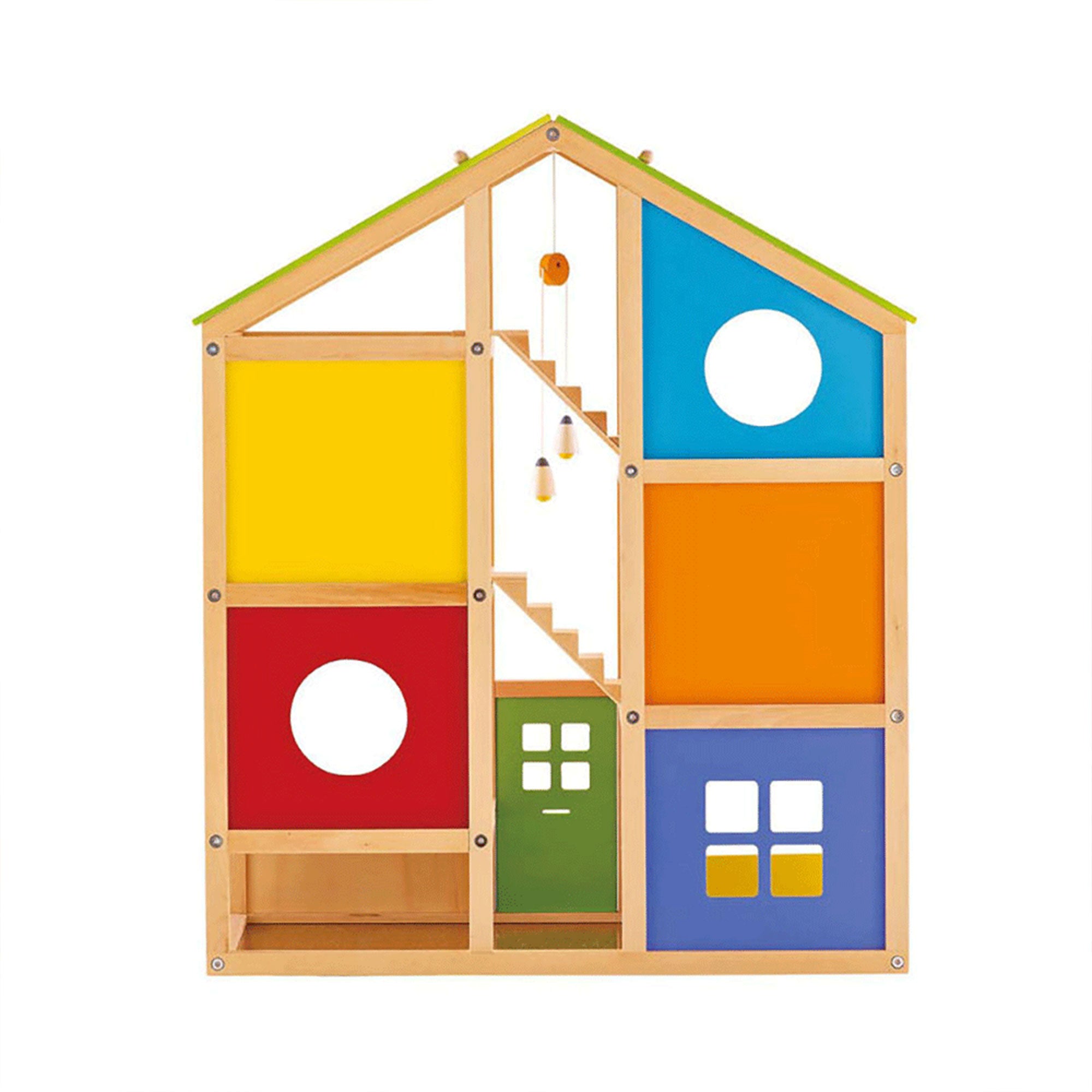 Hape Wooden Dollhouse with 6 Rooms, Wooden Furniture, Ages 3+ Years (For Parts)