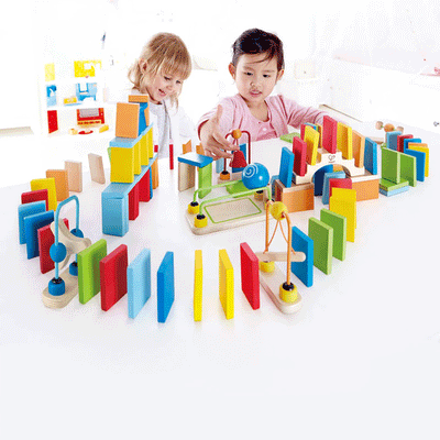 Hape Dynamo Colorful Wooden Dominoes Trail Building Learning Set (Open Box)