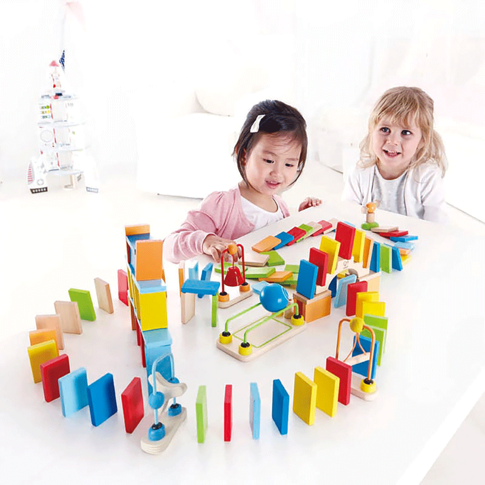 Hape Dynamo Dominoes Kids Colorful Wooden Trail Building Learning Game Set(Used)