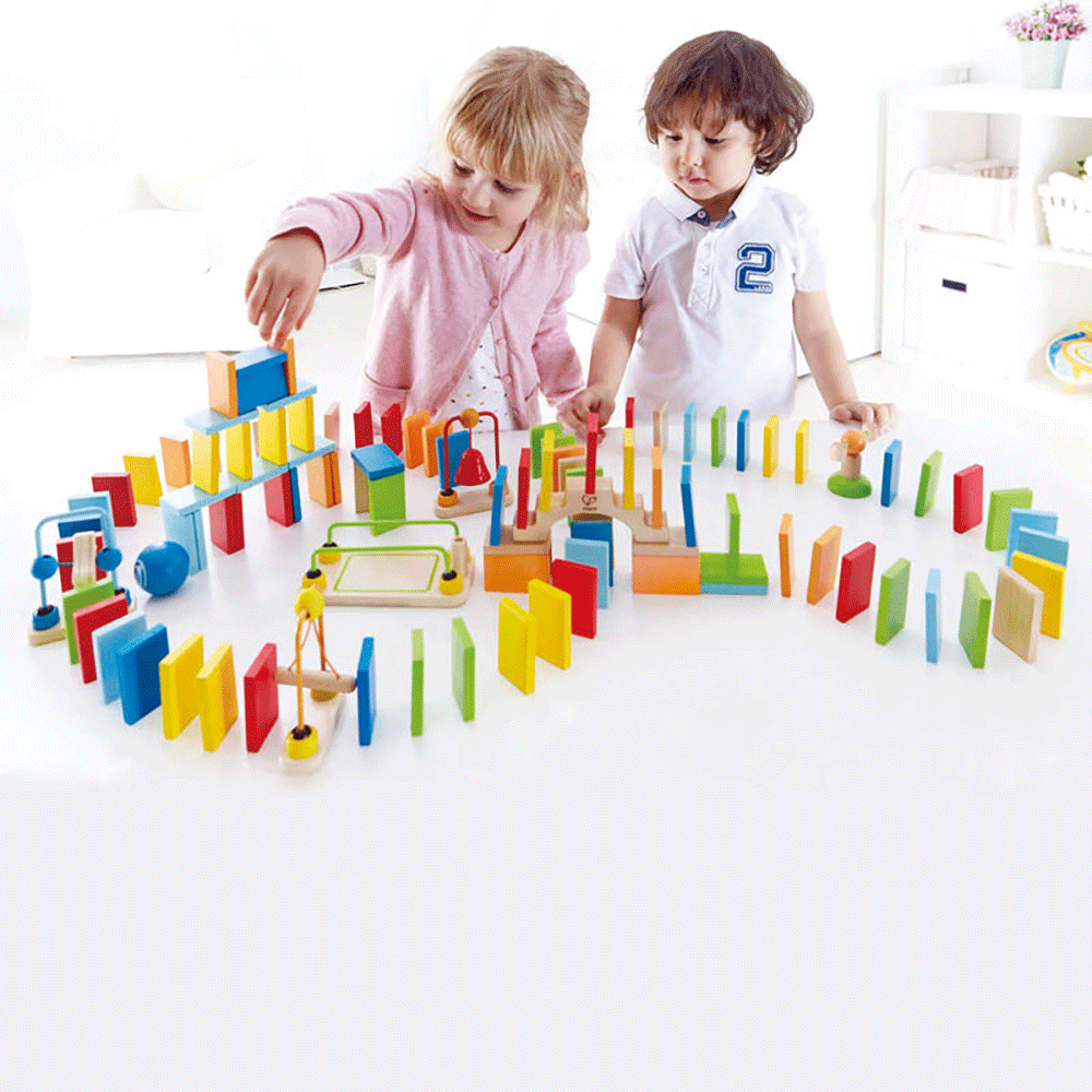 Hape Dynamo Colorful Wooden Dominoes Trail Building Learning Set (Open Box)