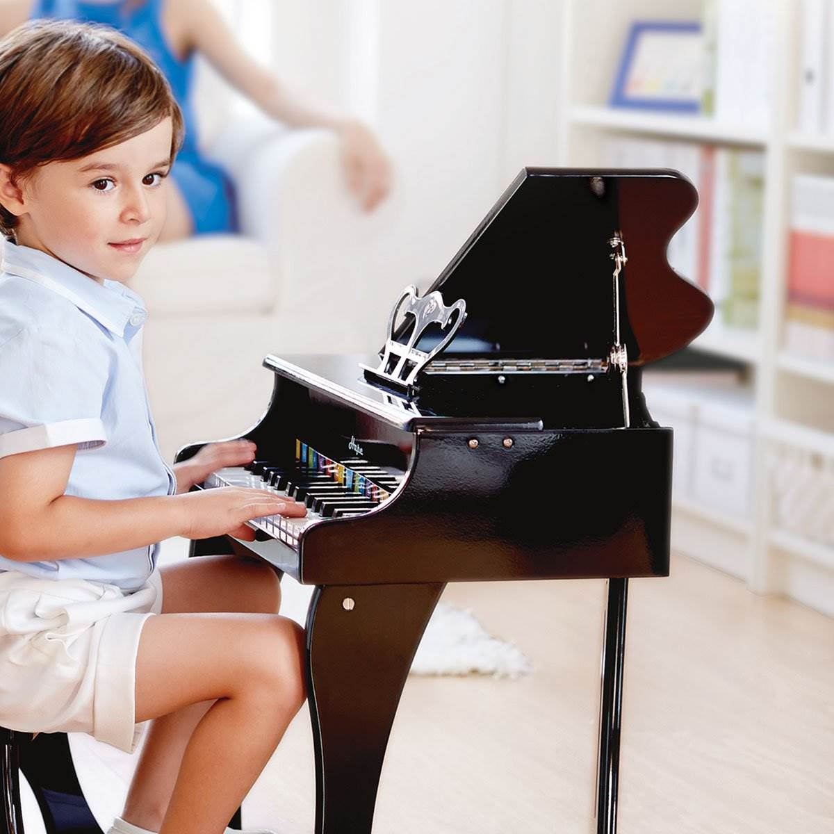 Hape Toys Early Melodies Black Wooden Happy Grand Piano for Toddlers & Children (Damaged)