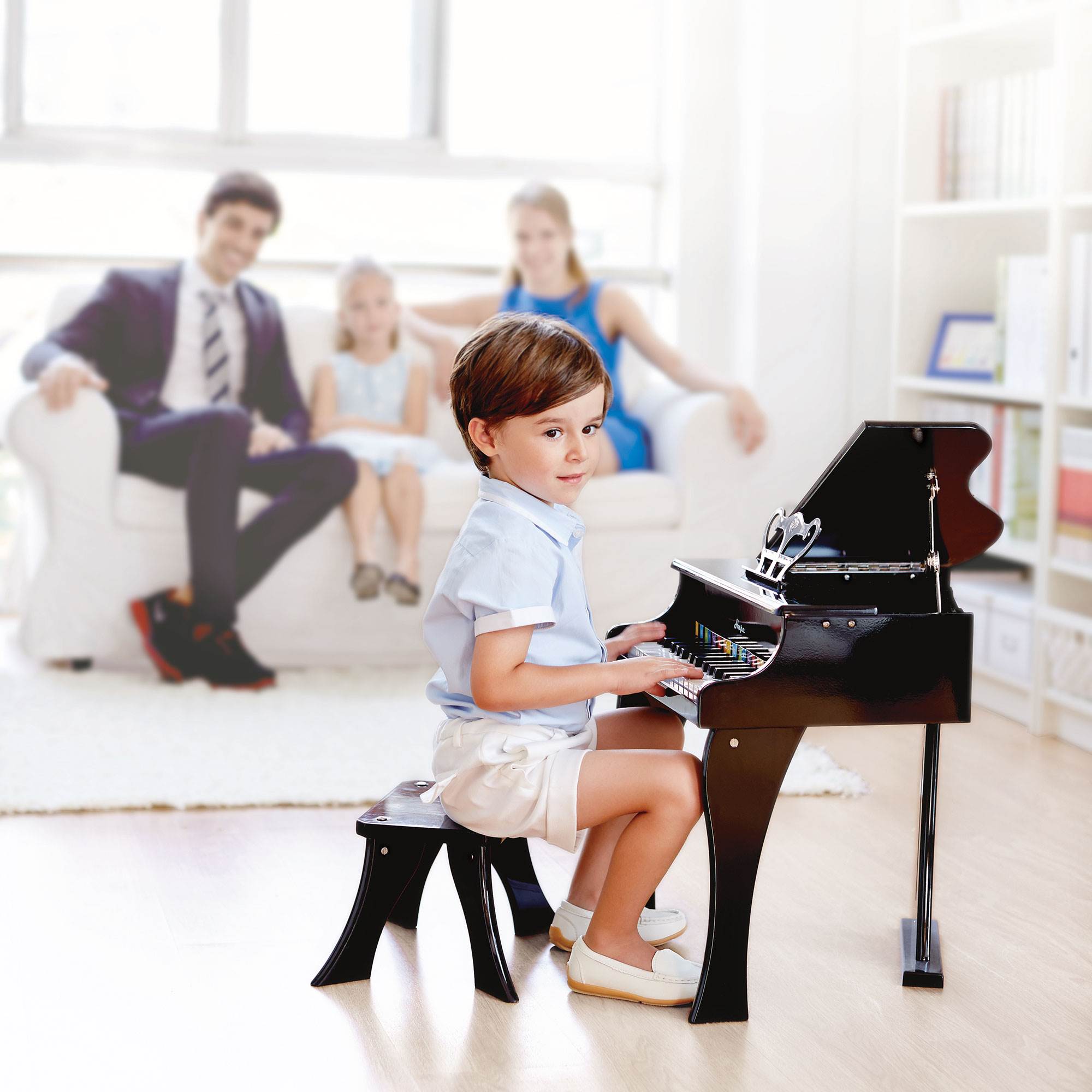 Hape Toys Early Melodies Black Wooden Happy Grand Piano for Toddlers & Children (Damaged)