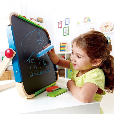 Hape Anywhere Tabletop Chalkboard & Magnetic Whiteboard Artist Easel (Open Box)
