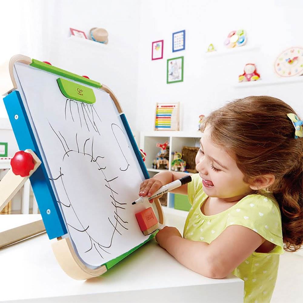 Hape Anywhere Tabletop Chalkboard & Magnetic Whiteboard Artist Easel (Open Box)