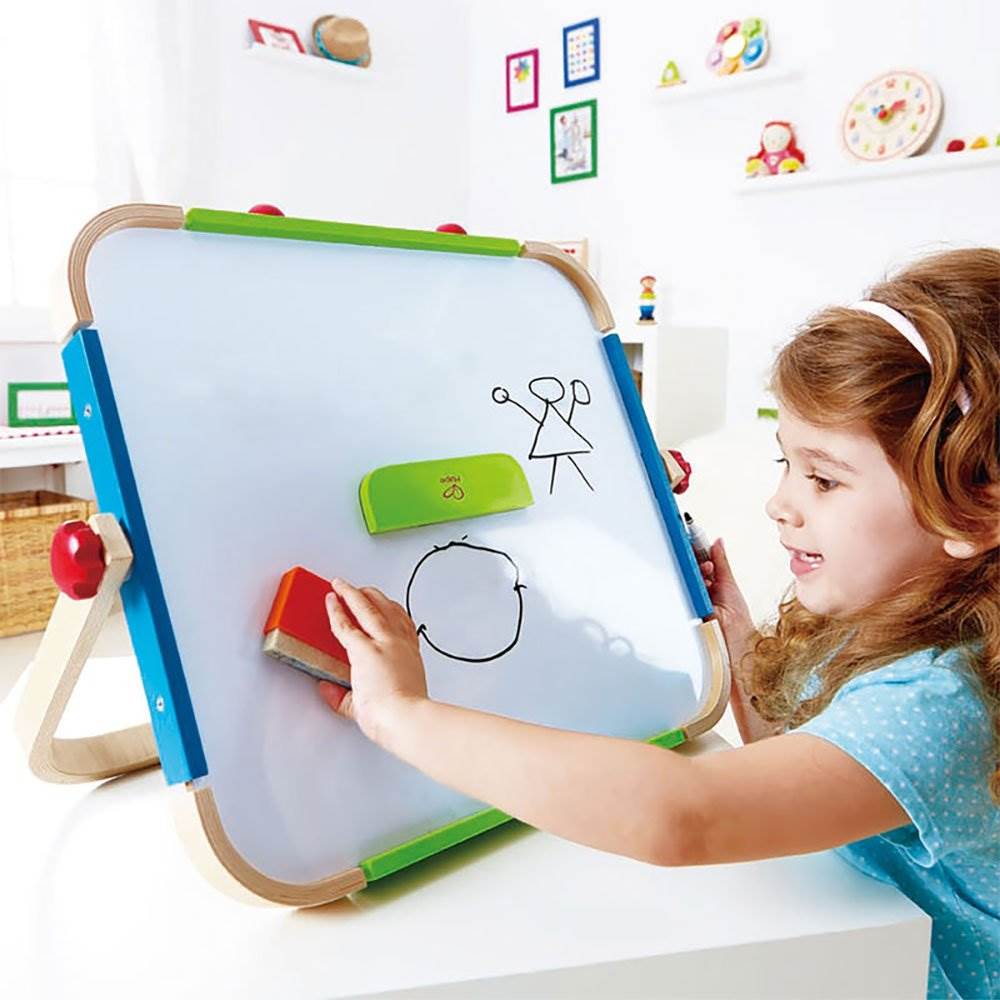 Hape Anywhere Tabletop Chalkboard & Magnetic Whiteboard Artist Easel (Open Box)