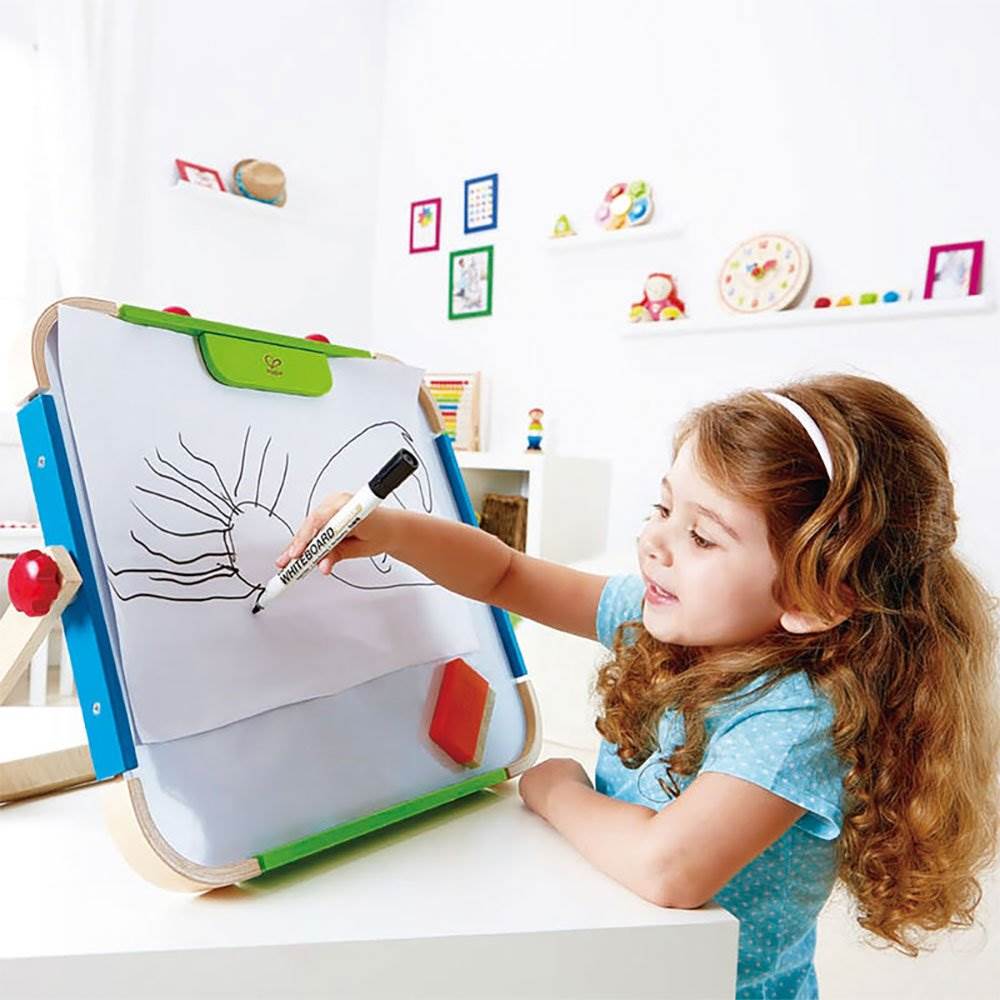 Hape Anywhere Tabletop Chalkboard & Magnetic Whiteboard Artist Easel (Open Box)