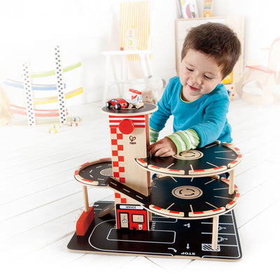 Hape Park & Go Toddler Kids Wooden Toy Car Parking Garage Play Set (Open Box)