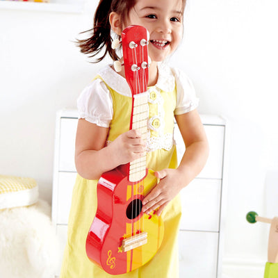 Hape 4 String Wooden Ukulele Kids' Tuneable Musical Instrument, Red (Open Box) - VMInnovations