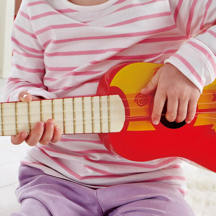 Hape 4 String Wooden Ukulele Kids' Tuneable Musical Instrument, Red (Open Box)