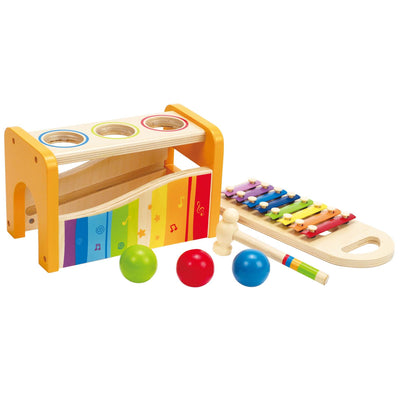 Hape Kids Wooden Musical Rainbow Pound and Tap Bench with Xylophone (Used)
