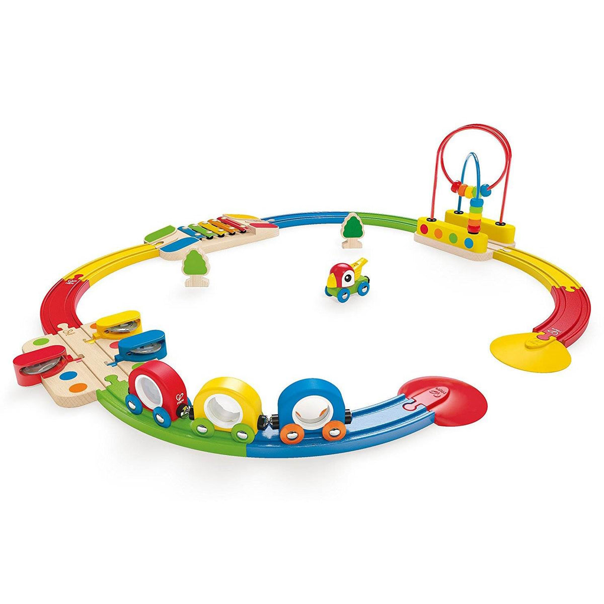 Hape Sights & Sounds Wooden Railway Train & Track Childrens Playset (Open Box)