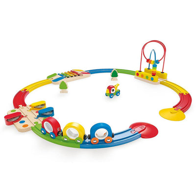Hape Sights & Sounds Wooden Railway Train & Track Childrens Playset (Open Box)
