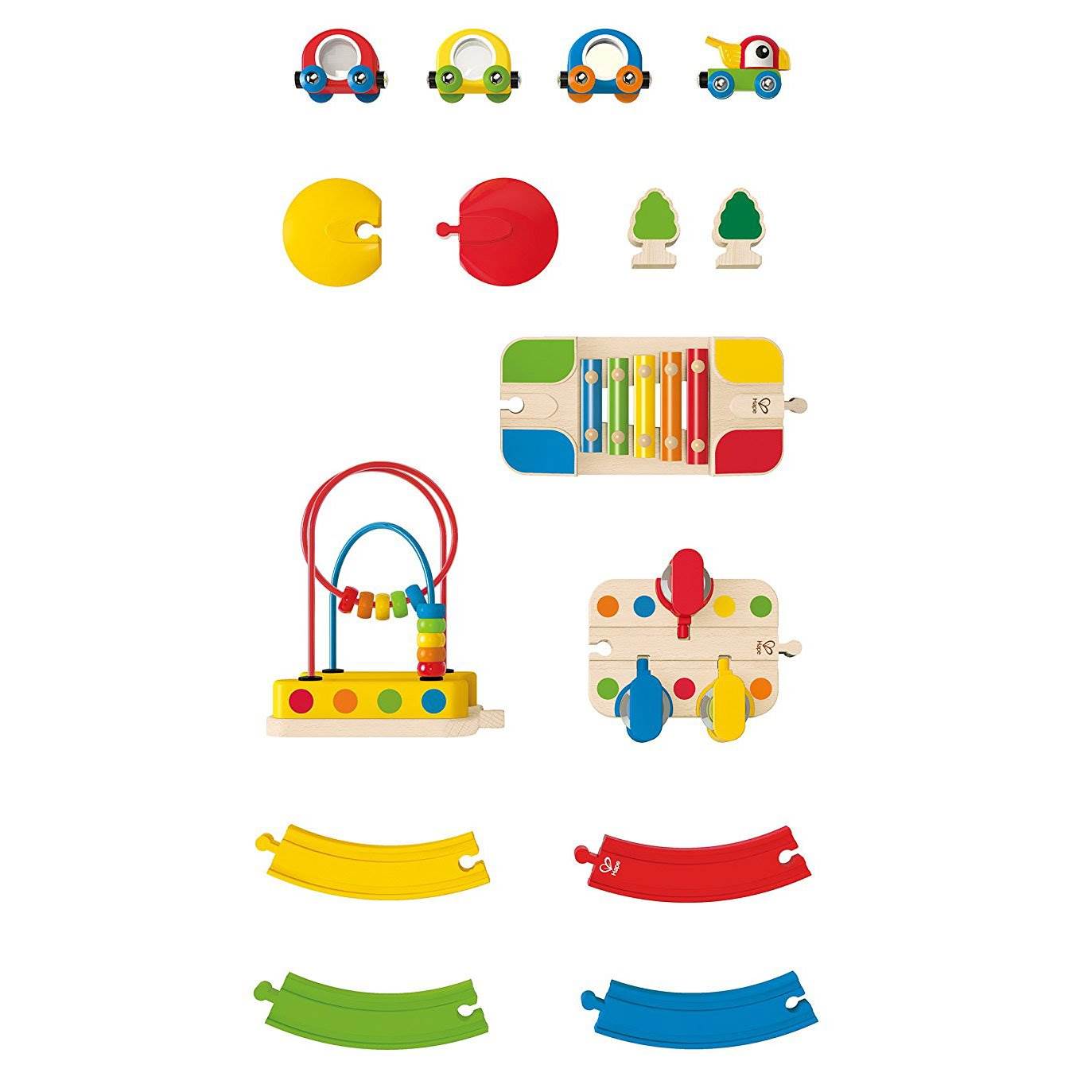 Hape Sights & Sounds Wooden Railway Train & Track Childrens Playset (Open Box)