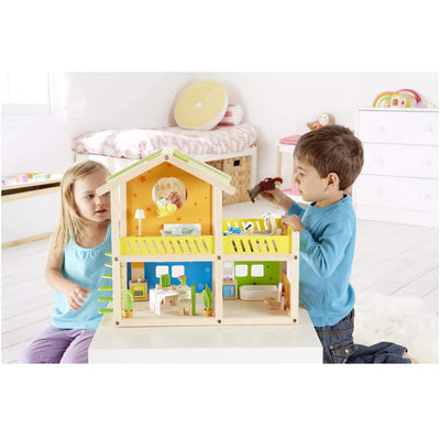 Hape Happy Villa Wooden Toy Family Dollhouse w/ Dolls and Furniture (Open Box)