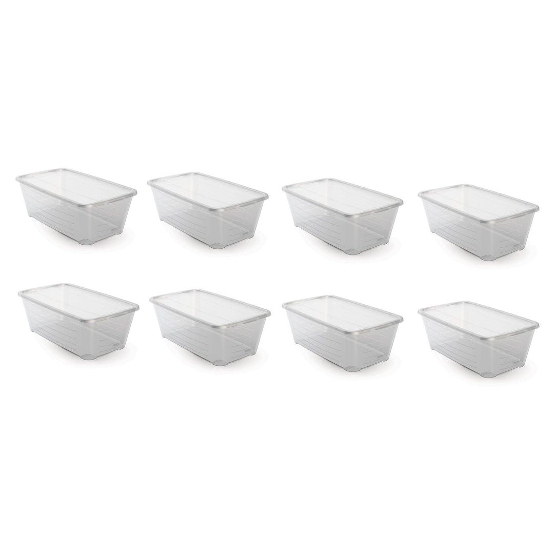 Life Story 6 Quart Rectangular Clear Plastic Protective Storage Shoe Box, 8 Pack