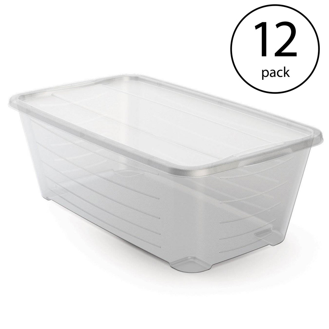 Life Story 6 Qt Rectangular Clear Plastic Protective Storage Shoe Box, 12 Pack