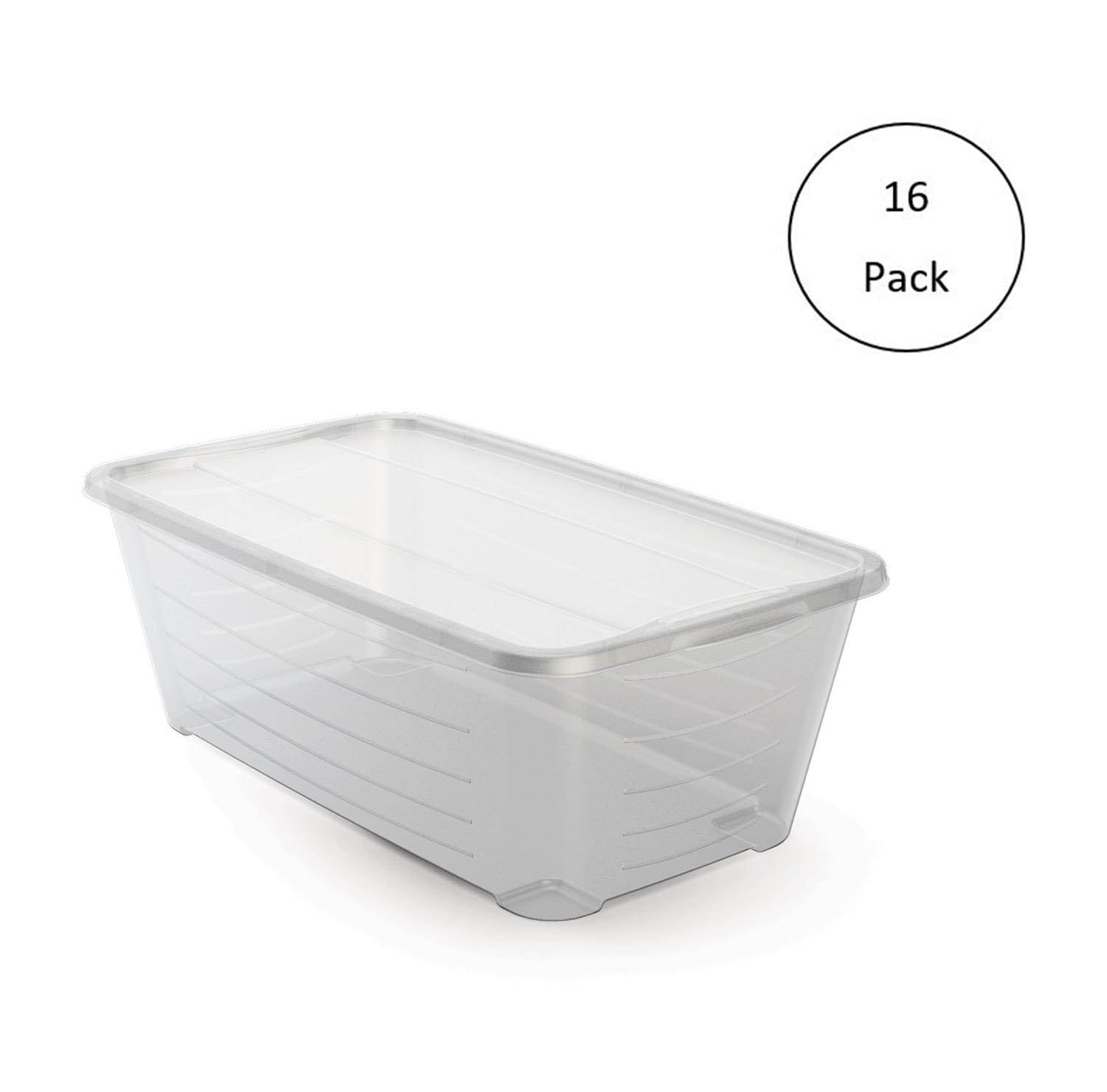 Life Story 6Q Rectangular Clear Plastic Protective Storage Shoe Box (16 Pack) - VMInnovations