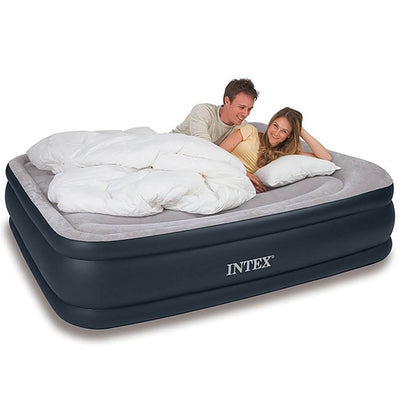 Intex Durabeam Pillow Rest Inflatable Air Mattress Air Bed w/ Pump, Full (Used)