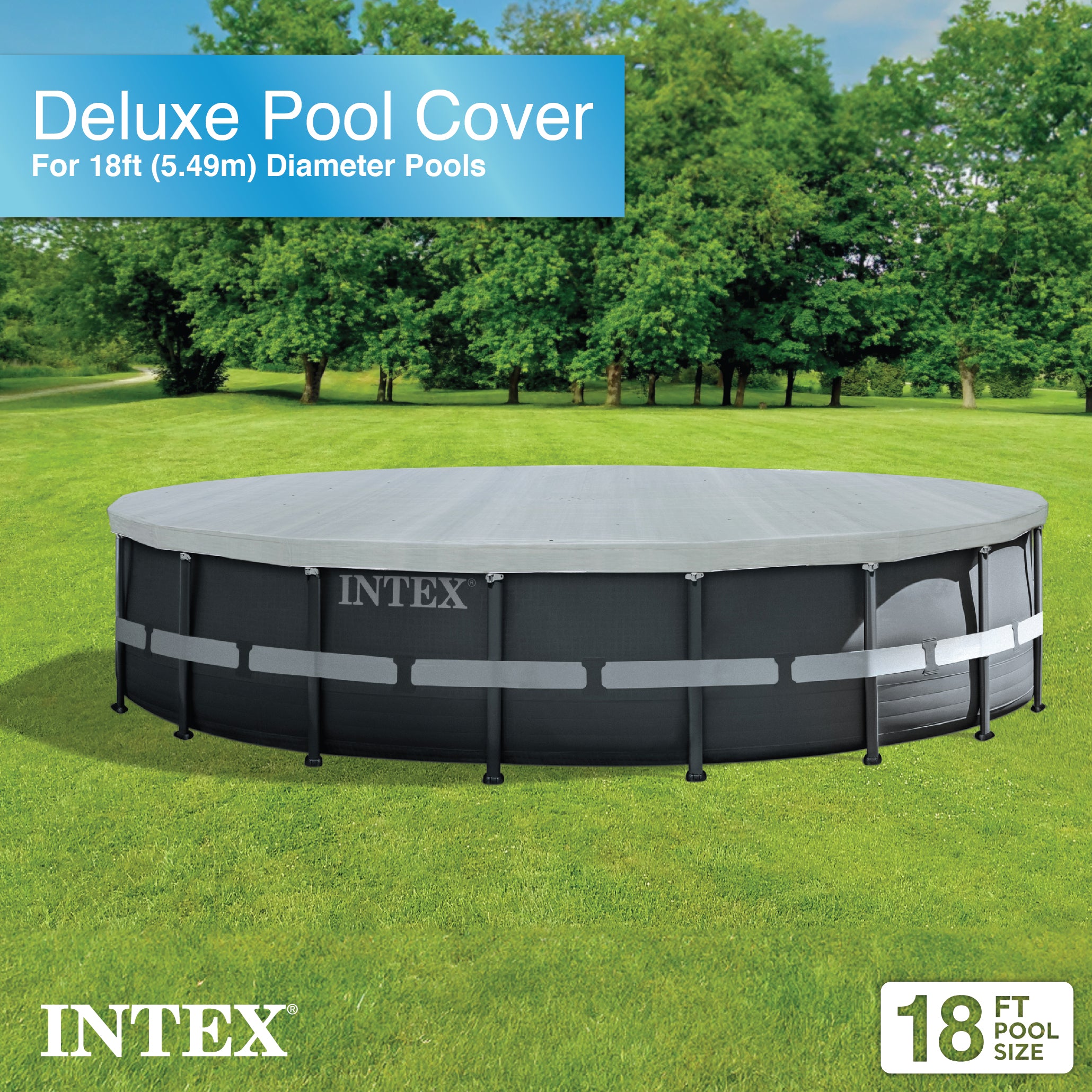 Intex Deluxe Pool Cover for 18-Foot Intex Ultra Frame Pool (Open Box) (2 Pack) - VMInnovations