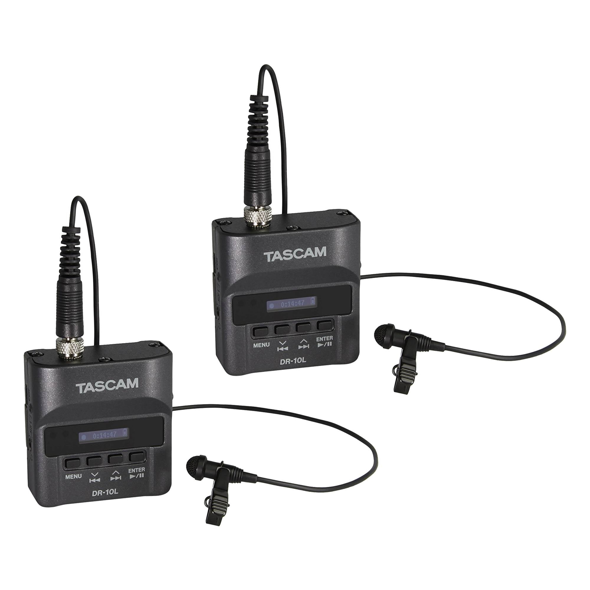 Tascam Portable Digital Micro SD Audio Recorder w/ Lavalier Mic, 2 Pack | DR-10L