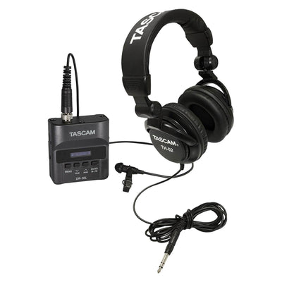 Tascam Portable Digital Audio Recorder with Lavalier Mic and Studio Headphones