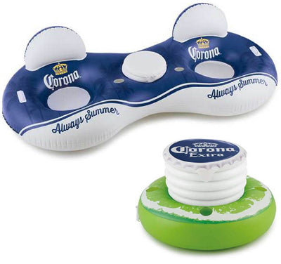Summer Waves Corona Always Summer 2 Person Lounge with Lime Floating Cooler