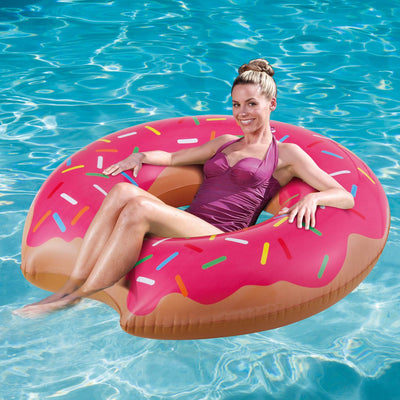 Summer Waves Chocolate or Strawberry Pink Donut Inflatable Pool Float (2 Pack)