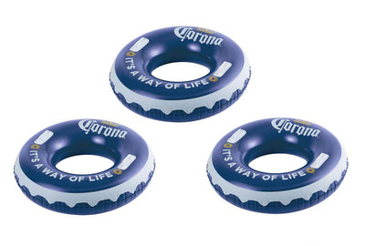 Corona 31" It's a Way of Life Inflatable Bottle Cap Swimming Pool Tube, 3 Pack
