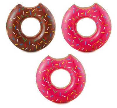 Summer Waves Chocolate or Strawberry Pink Donut Inflatable Pool Float (3 Pack)