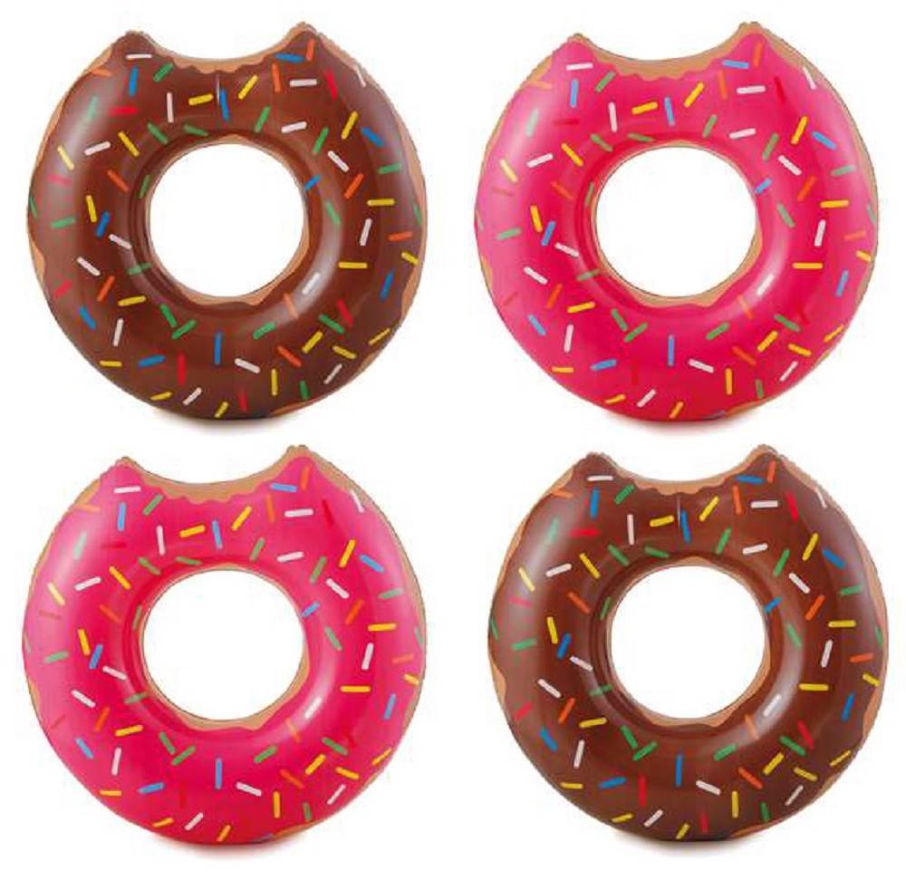 4 Summer Waves Chocolate or Strawberry Pink Donut Inflatable Swimming Pool Float