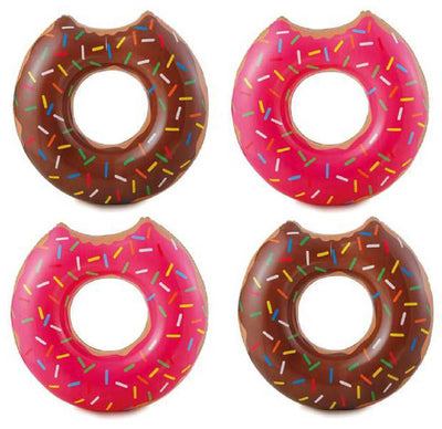 4 Summer Waves Chocolate or Strawberry Pink Donut Inflatable Swimming Pool Float