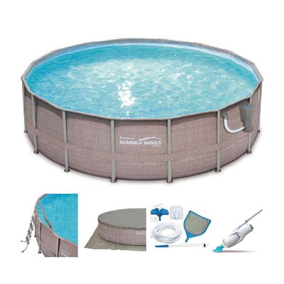 Summer Waves 16ft x 48in Elite Frame Pool Set with Filter Pump & Kokido Cleaner