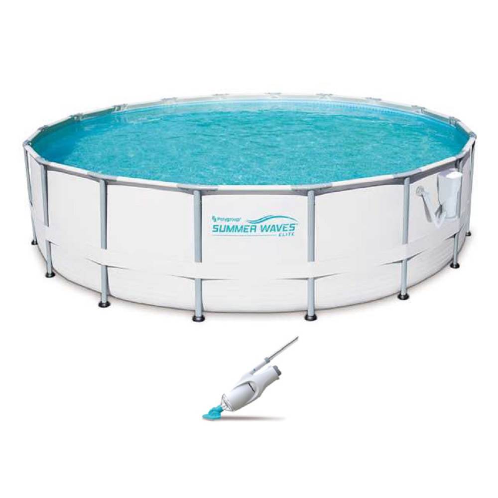Summer Waves Elite 16' Metal Frame Above Ground Pool w/ Pump + Electric Vacuum