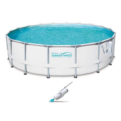 Summer Waves Elite 16' Metal Frame Above Ground Pool w/ Pump + Electric Vacuum