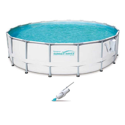 Summer Waves Elite 18' Ft. Metal Frame Pool Set with Filter Pump and Vacuum - VMInnovations