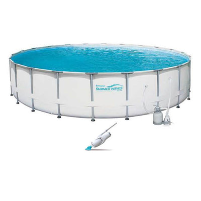 Summer Waves Elite 24ft x 52in Metal Frame Pool Set w/ Sand Filter Pump & Vacuum