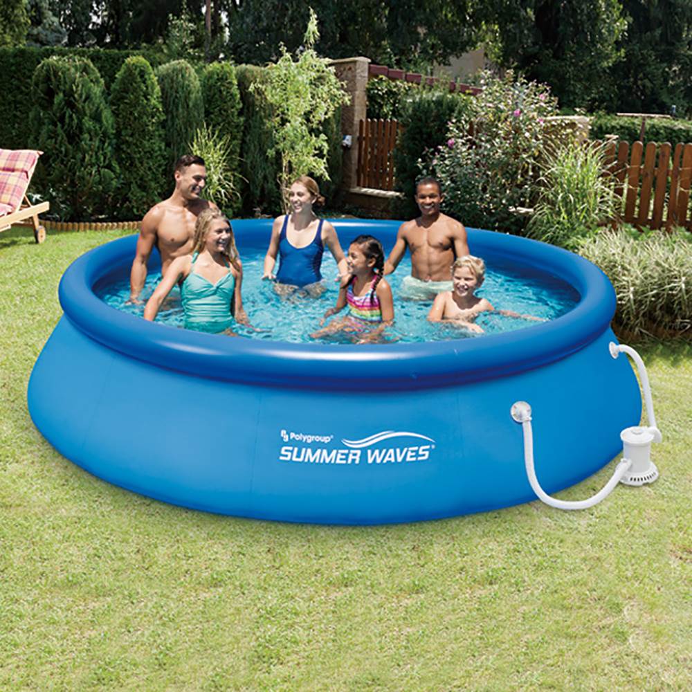 Summer Waves 12' Quick Set Inflatable Above Ground Pool w/ Pump + 6 Cartridges