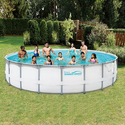 Summer Waves Elite 20' Metal Frame Above Ground Pool Set + Pump + 6 Cartridges
