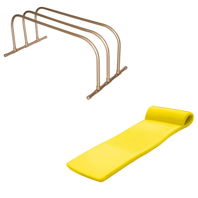 TRC Recreation PVC Pool Float Storage Drying Rack w/ 70 Inch Foam Lounger Yellow